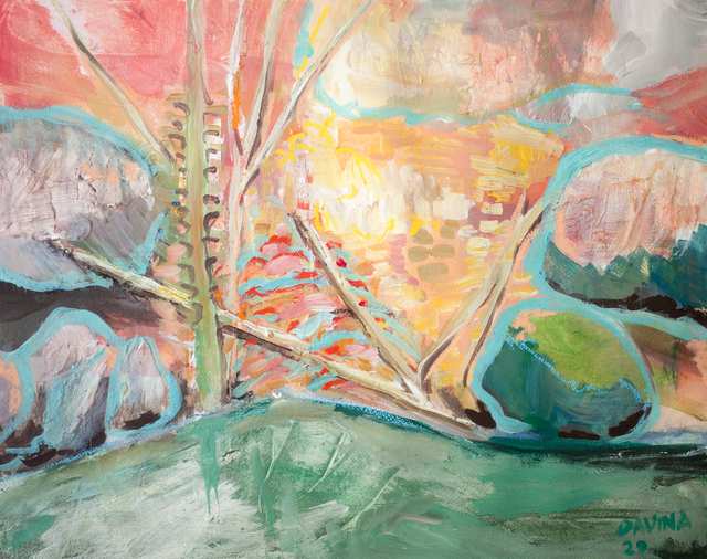 Sacred Landscapes Middle Fork River, acrylic on paper