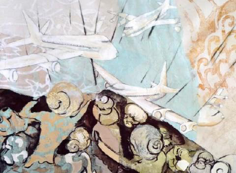 Ibu Ibu42 x 57cm charcoal acrylic wood cut on rice paper Ibu Ibu